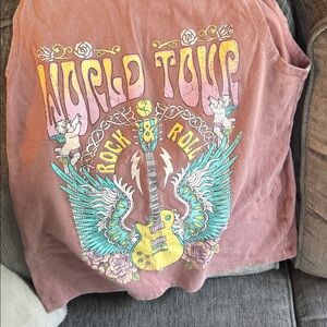 Women's Rock & Roll Graphic Muscle Tee - Pink